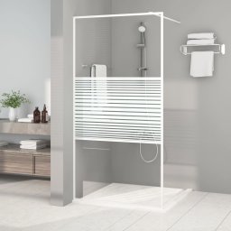 Perete de dus walk-in, alb, 100x195 cm, sticla ESG transparenta GartenMobel Dekor