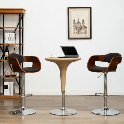 Scaune de bar, 2 buc., gri, lemn curbat si material textil GartenMobel Dekor