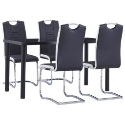 Set mobilier de bucatarie, 5 piese, negru, piele ecologica GartenMobel Dekor