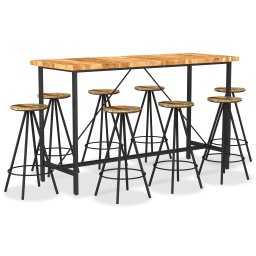 Set de bar, 9 piese, lemn masiv de acacia si lemn reciclat GartenMobel Dekor