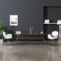 Scaune de bucatarie pivotante, 2 buc., alb, piele artificiala GartenMobel Dekor