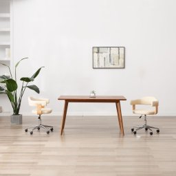Scaune de bucatarie pivotante, 2 buc., crem, piele artificiala GartenMobel Dekor