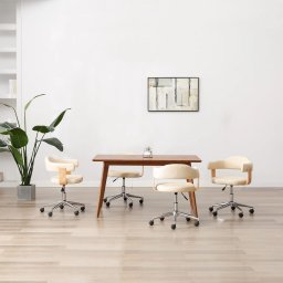 Scaune de sufragerie pivotante 4 buc. crem piele artificiala GartenMobel Dekor
