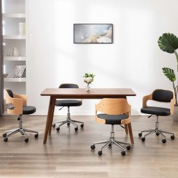 Scaune bucatarie 4 buc, negru, lemn curbat & piele ecologica GartenMobel Dekor