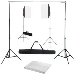 Kit studio foto cu lumini softbox si fundal GartenMobel Dekor