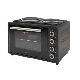 Cuptor electric cu plita ETH 3501B, 35 litri, 1400 W, 2 plite, iluminare interioara, 90-250°C, Negru