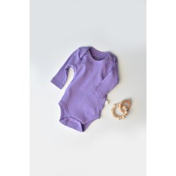 Body bebe unisex cu maneca lunga din 95% bumbac organic cu 5% elastan - mov, baby cosy (marime: 3-6 luni)
