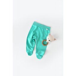 Pantaloni cu botosei - bumbac organic turcoaz (marime: 3-6 luni)