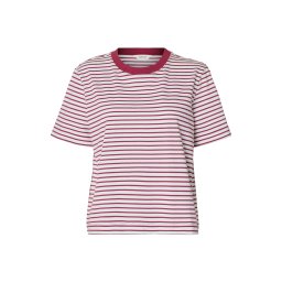 SELECTED Tricou 'SLFEssential' roșu vin / alb