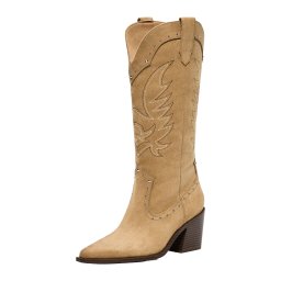 Bershka Cizme de cowboy bej / ciocolatiu / argintiu / alb