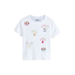 Next Tricou galben citron / verde jad / roz / alb