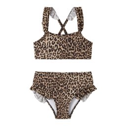 NAME IT Costum de baie două piese 'NMFZANIMAL' maro deschis / maro închis / negru