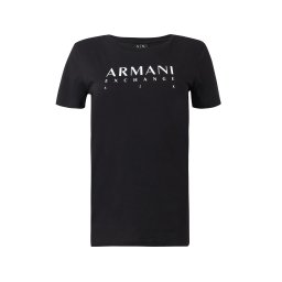 ARMANI EXCHANGE Tricou negru / alb