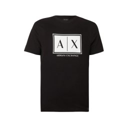 ARMANI EXCHANGE Tricou negru / alb