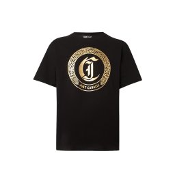 Just Cavalli Tricou 'ROUND SNAKE' auriu / negru