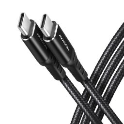 Cablu de date BUCM-CM15AB, USB-C la USB-C 2.0, 1.5m, PD 60W, 3A, matisat, conector aluminiu, Negru