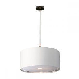 Pendul Balance, 1xE27, H33,4-123,4cm, D45,5cm, metal negru, nichel, abajur textil alb
