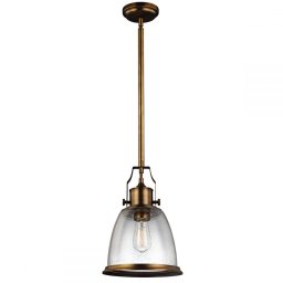 Pendul modern-industrial Hobson Medium, alamă învechită, E27x60W, D:24cm, H:58.3-149.9cm, FE-HOBSON-P-M-AB