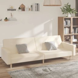 Canapea extensibila cu 2 locuri, crem, material textil GartenMobel Dekor
