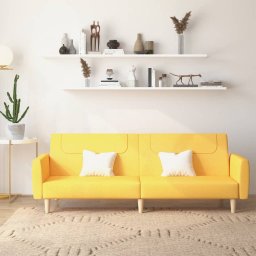 Canapea extensibila cu 2 locuri, galben, material textil GartenMobel Dekor