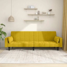 Canapea extensibila cu 2 locuri, 2 perne, galben, catifea GartenMobel Dekor