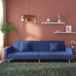 Canapea extensibila cu 2 locuri, 2 perne, albastru, textil GartenMobel Dekor