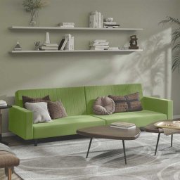 Canapea extensibila cu 2 locuri, verde deschis, catifea GartenMobel Dekor