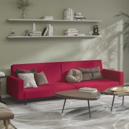 Canapea extensibila cu 2 locuri, rosu vin, catifea GartenMobel Dekor