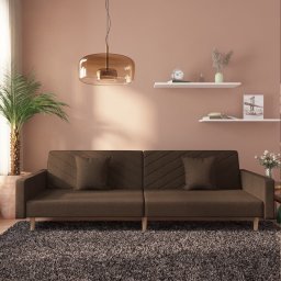 Canapea extensibila cu 2 locuri, 2 perne, maro, textil GartenMobel Dekor
