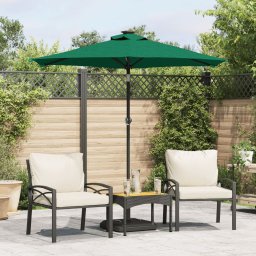 Umbrela soare de gradina stalp din lemn verde 225x225x212 cm GartenMobel Dekor