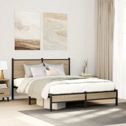 Cadru de pat metalic fara saltea, stejar sonoma, 140x190 cm GartenMobel Dekor