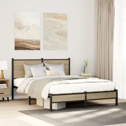 Cadru de pat metalic fara saltea, stejar sonoma, 140x200 cm GartenMobel Dekor