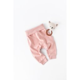 Pantaloni Bebe Unisex din bumbac organic Roz pudra BabyCosy (Marime: 6-9 luni)