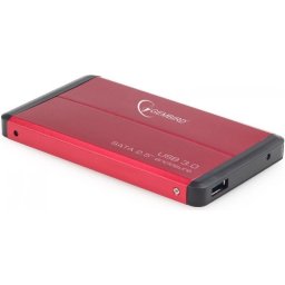 RACK extern GEMBIRD, pt HDD/SSD, 2.5 inch, S-ATA, interfata PC USB 3.0, aluminiu, rosu, EE2-U3S-2-R (timbru verde 0.8 lei)