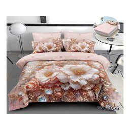 Lenjerii de pat cu imprimeu 5D, cearceaf cu elastic, identice cu poza, WD8055