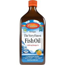 Ulei de Peste Salbatic pentru Inima, Creier si Articulatii - Carlson Labs, 500 ml - Portocala
