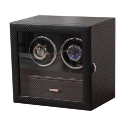 Watch winder pentru doua ceasuri piele ecologică cu cutie păstrare bijuterii