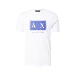ARMANI EXCHANGE Tricou albastru închis / alb