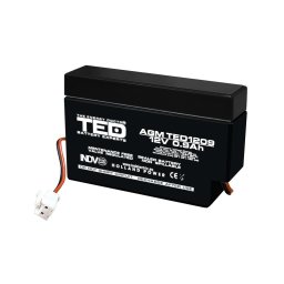 Acumulator AGM VRLA 12V 0,9Ah cu fir, TED Battery Expert Holland TED003058