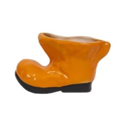 Set 2 x Decoratiune Gradina, Ceramica, Bocanc Mini cu Suport pentru Flori, Lungime 18 cm, Inaltime 10 cm
