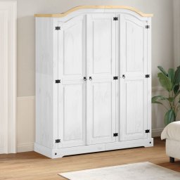 Sifonier „Corona”, alb, 151,5x52x186 cm, lemn masiv de pin GartenMobel Dekor