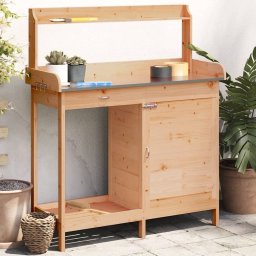 Masa plantare cu dulap, maro, 110,5x45x124,5 cm lemn masiv brad GartenMobel Dekor