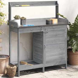 Masa plantare cu dulap, gri, 110,5x45x124,5 cm lemn masiv brad GartenMobel Dekor