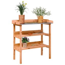 Masa de plante cu raft, maro, 78x38x82,5 cm, lemn masiv de brad GartenMobel Dekor