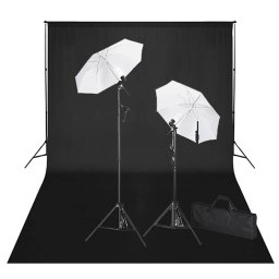 Kit studio foto, fundal negru, 600 x 300 & lumini GartenMobel Dekor