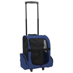 Troller pentru animale de companie multifunctional, pliabil, albastru GartenMobel Dekor