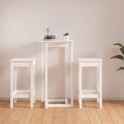 Set mobilier de bar, 3 piese, alb, lemn masiv de pin GartenMobel Dekor
