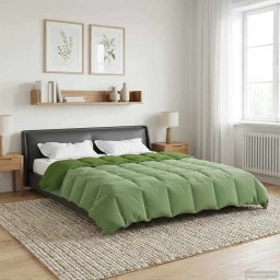 Pilota matlasata verde 240x260 cm din microfibra, pentru toate anotimpurile