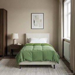 Pilota de iarna verde 140x200 cm din microfibra matlasata