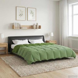 Pilota de iarna verde 220x260 cm din microfibra matlasata, moale